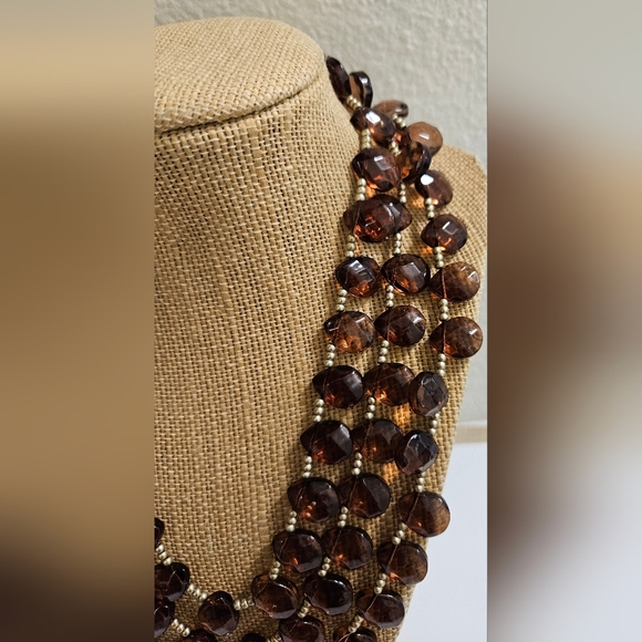 DANIELLE STEVENS GLASS TEARDROP BEADED TRIPLE STRAND NECKLACE - Picture 8 of 13